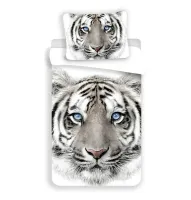Pościel bawełniana 140x200 Tygrys biały 8088 Tiger white poszewka 70x90