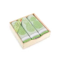Komplet ścierek kuchennych Ananas 3 szt zielony 8834/1 w drewnianym pudełku Zwoltex 23