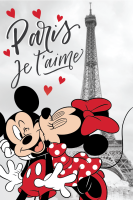 Kocyk polarowy 100x150 Myszka Miki i Mini w Paryżu 5604 pled dziecięcy wieża eiffla Mickey Minnie Mouse serduszka