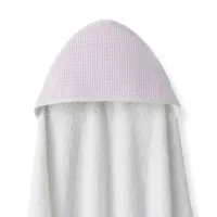 Okrycie kąpielowe 100x100 Fartuch biały różowy ręcznik z kapturkiem bawełniany frotte