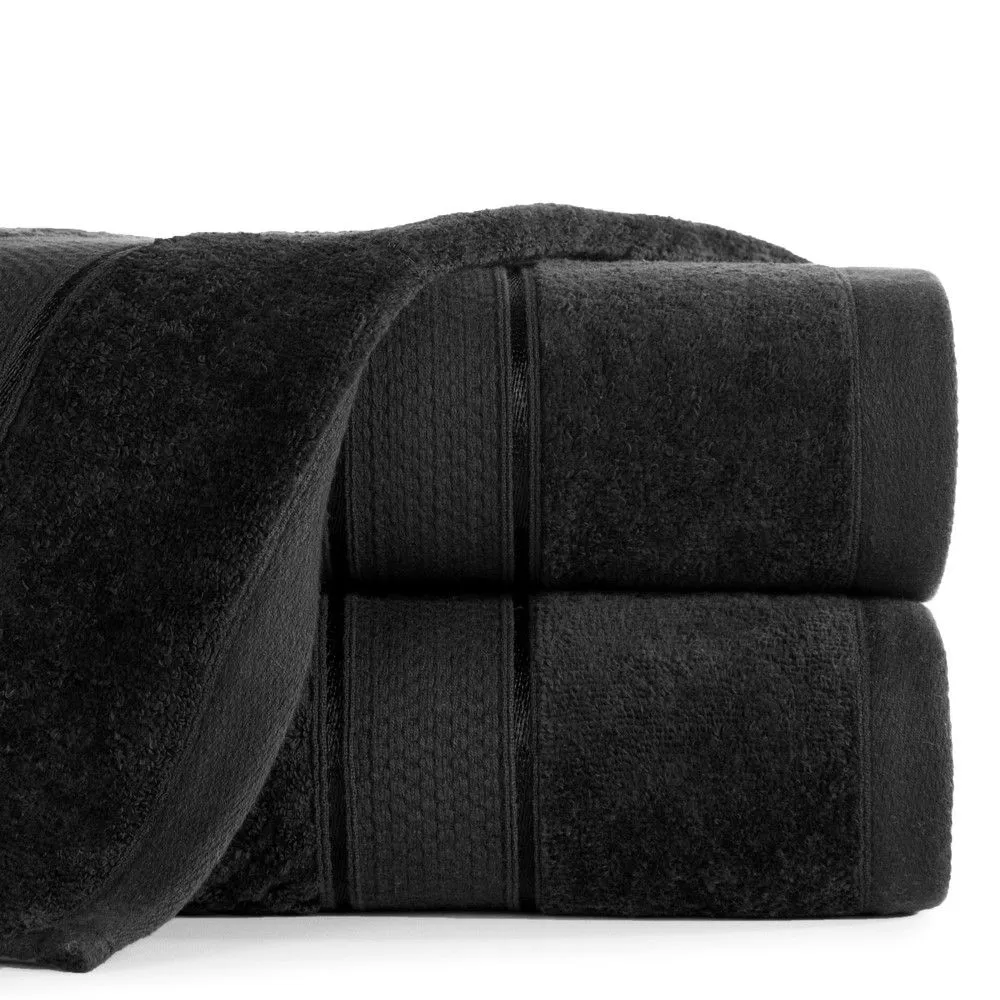 Ręcznik Jessi 50x90 czarny frotte 500g/m2 z fakturą wytłaczanej krateczki i welurową bordiurą Eurofirany