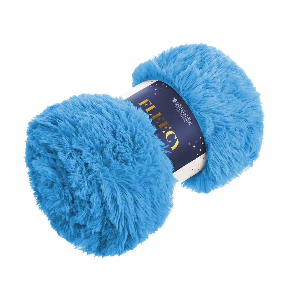 Koc narzuta 200x220 Fleecy włochacz błękitny futrzak na łóżko