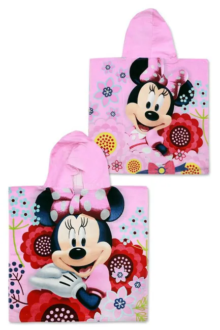 Poncho dla dzieci 55x110 Myszka Mini 8930 Minnie Mouse różowy ręcznik z kapturem