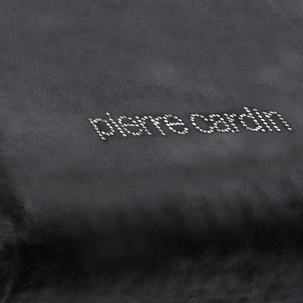 Koc narzuta akrylowy 220x240 Coral 670g/m2 czarny kryształki Pierre Cardin
