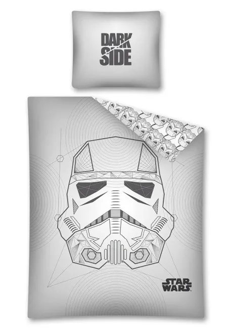 Pościel bawełniana 140x200 Star Wars Gwiezdne Wojny 1457 Dark Side szara