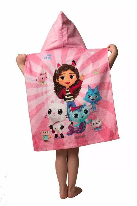 Poncho dla dzieci 50x115 Koci domek Gabi  różowe Gabby`s Dollhouse ręcznik z kapturem dziecięcy