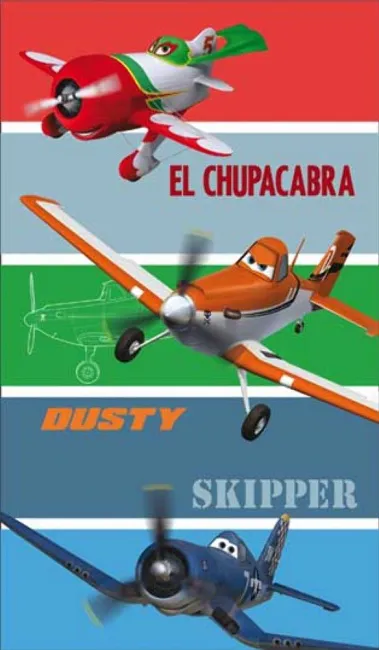 Ręcznik dziecięcy 70x120 Samoloty 3437 Planes pasy Skipper Dusty El Chupacabra 320 g/m2