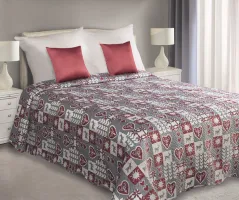 Narzuta na łóżko 220x240 Winter stalowa bordowa patchwork Eurofirany