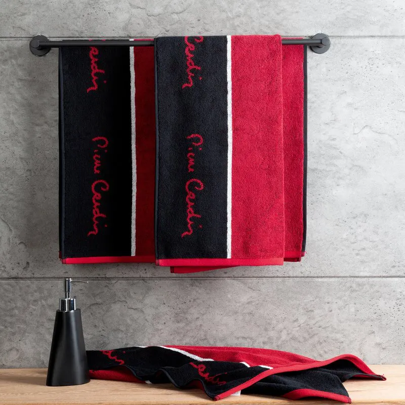 Ręcznik Luca 70x140 czerwony czarny       frotte 450g/m2 Pierre Cardin