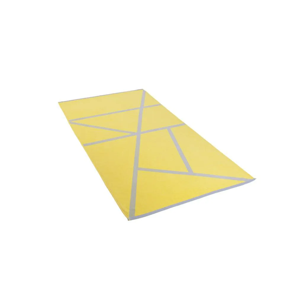 Ręcznik plażowy 90x170 Crisscro żółty błękitny geometryczny ZV-7795R welurowy 380g/m2 Clarysse