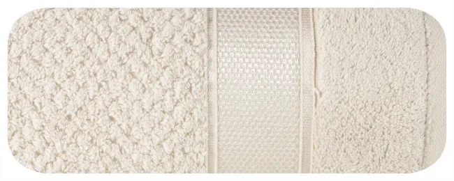 Ręcznik Milan 70x140 beżowy frotte 500m/g2 bawełniany z bordiurą przetykaną błyszczącą nicią Eurofirany