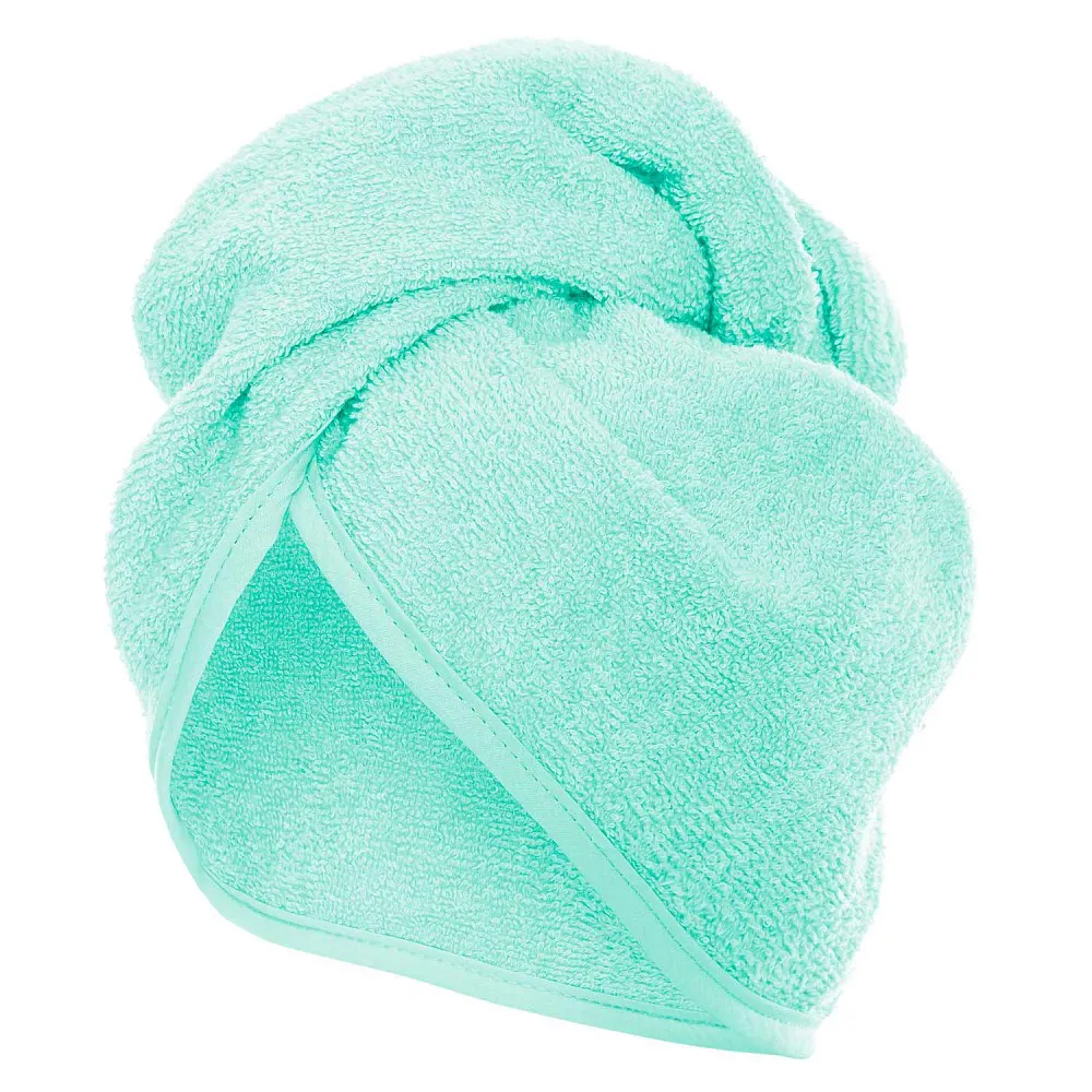 Turban kąpielowy 65x23 miętowy frotte ręcznik do włosów na głowę