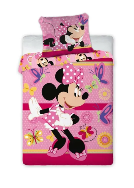 Pościel bawełniana 100x135 Myszka Mini różowa 6463 dziecięca do łóżeczka Minnie Mouse