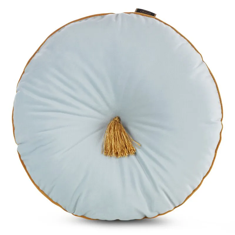 Poduszka dekoracyjna 40 cm Velvet jasna   miętowa z pomponem Eurofirany