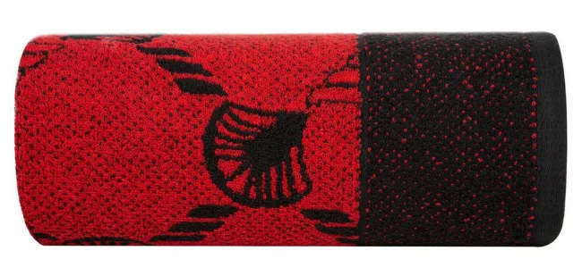 Ręcznik Dorian 70x140 czarny czerwony liście miłorzębu 500g/m2 frotte Eurofirany