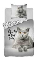 Pościel bawełniana 140x200 Kot szary kotek 3626 A szara czarna 0128 koty cat młodzieżowa Holland Collection