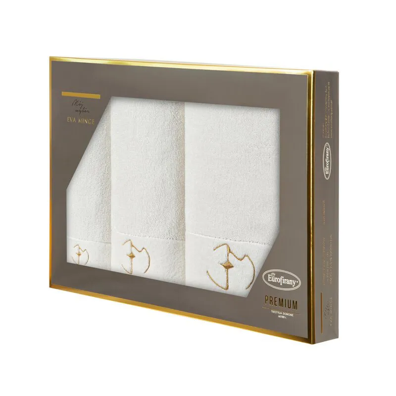 Komplet ręczników w pudełku 3 szt. Gaja  kremowy 550 g/m2 Eurofirany