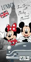 Ręcznik plażowy 70x140 Myszka Mini i Miki 5643 Londyn Minnie Mickey Mouse bawełniany