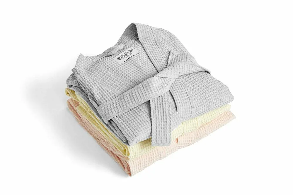 Szlafrok gofrowany pudrowy S/M bawełniany Kimono Gofer