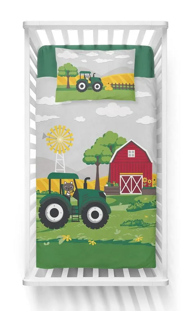 Pościel bawełniana 90x120 Traktor zielony Farma 3310 B dziecięca do łóżeczka 6184 poszewka 40x60