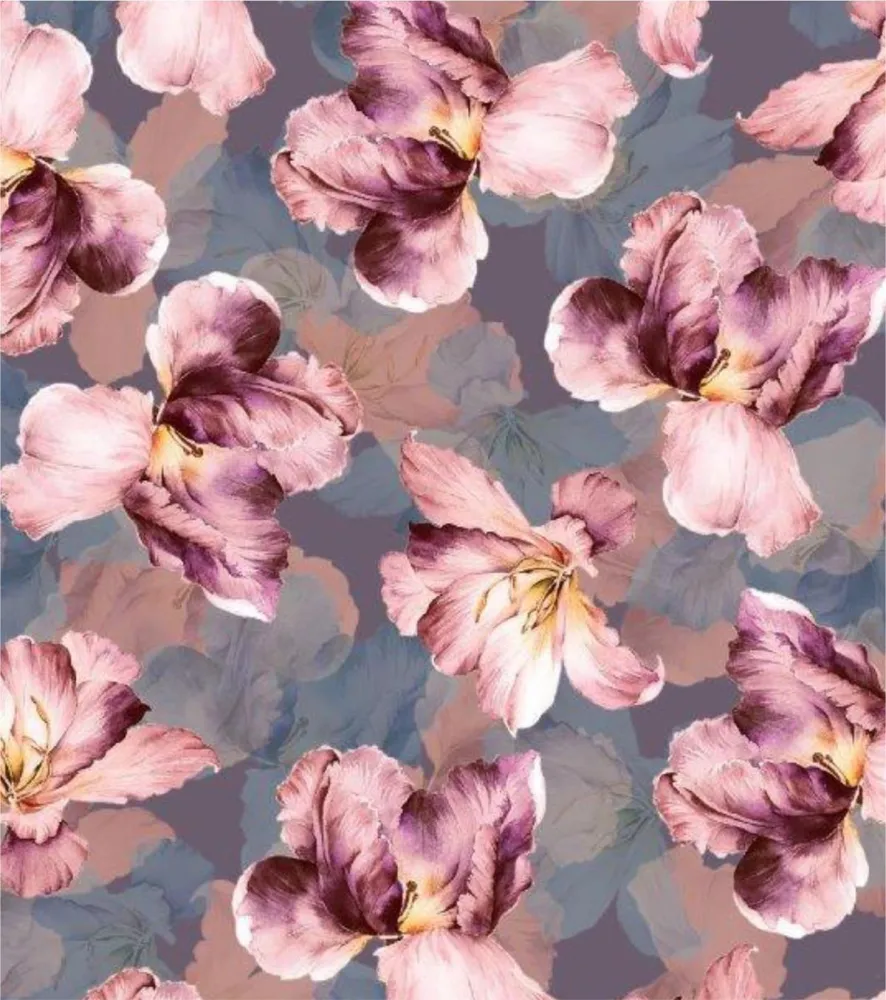 Koszula damska 170 różowa szara w kwiaty  irysy rozmiar: L