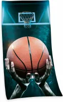 Ręcznik plażowy 75x150 Piłka koszykówka turkusowy dziecięcy bawełniany H23