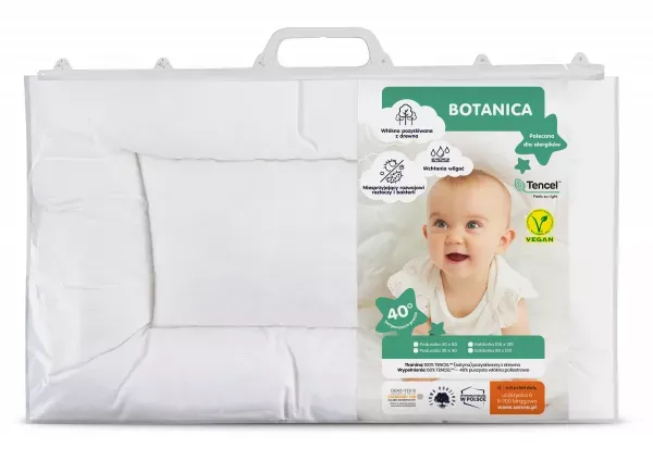 Poduszka antyalergiczna 40x60 Botanica  Tencel płaska biała z włóknem drzewnym biodegradowalna Inter Widex