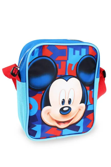 Torebka na jedno ramię Myszka Miki Mickey Mouse niebieska czerwona saszetka 3064 z regulowany paskiem listonoszka