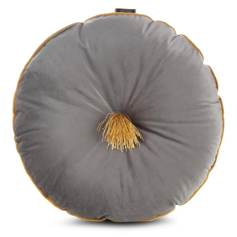 Poduszka dekoracyjna 40 cm Velvet beżowa  z pomponem Eurofirany