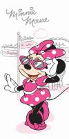 Ręcznik bawełniany 70x140 Myszka Mini Minnie Mouse to shopping to caffe biały różowy 1095