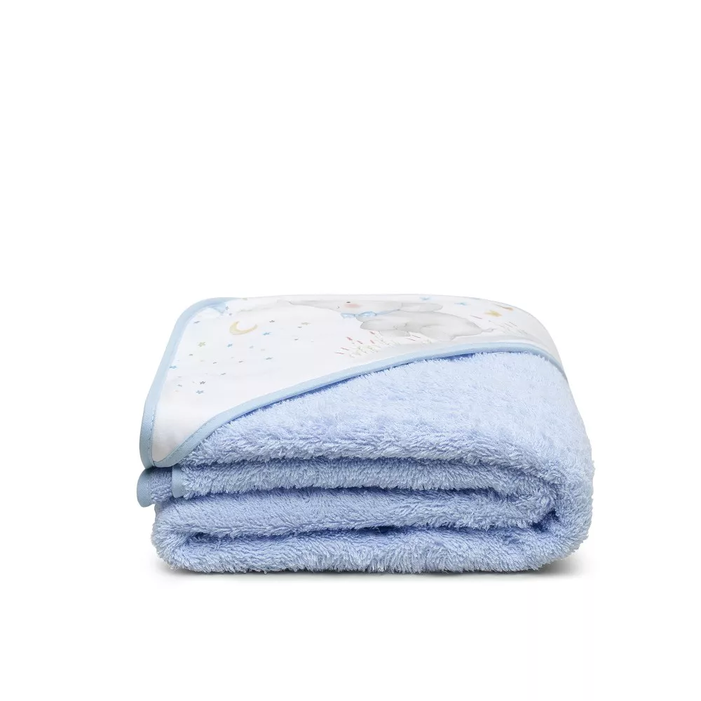 Okrycie kąpielowe 100x100 Słoń niebieski  ręcznik z kapturkiem + przytulanka