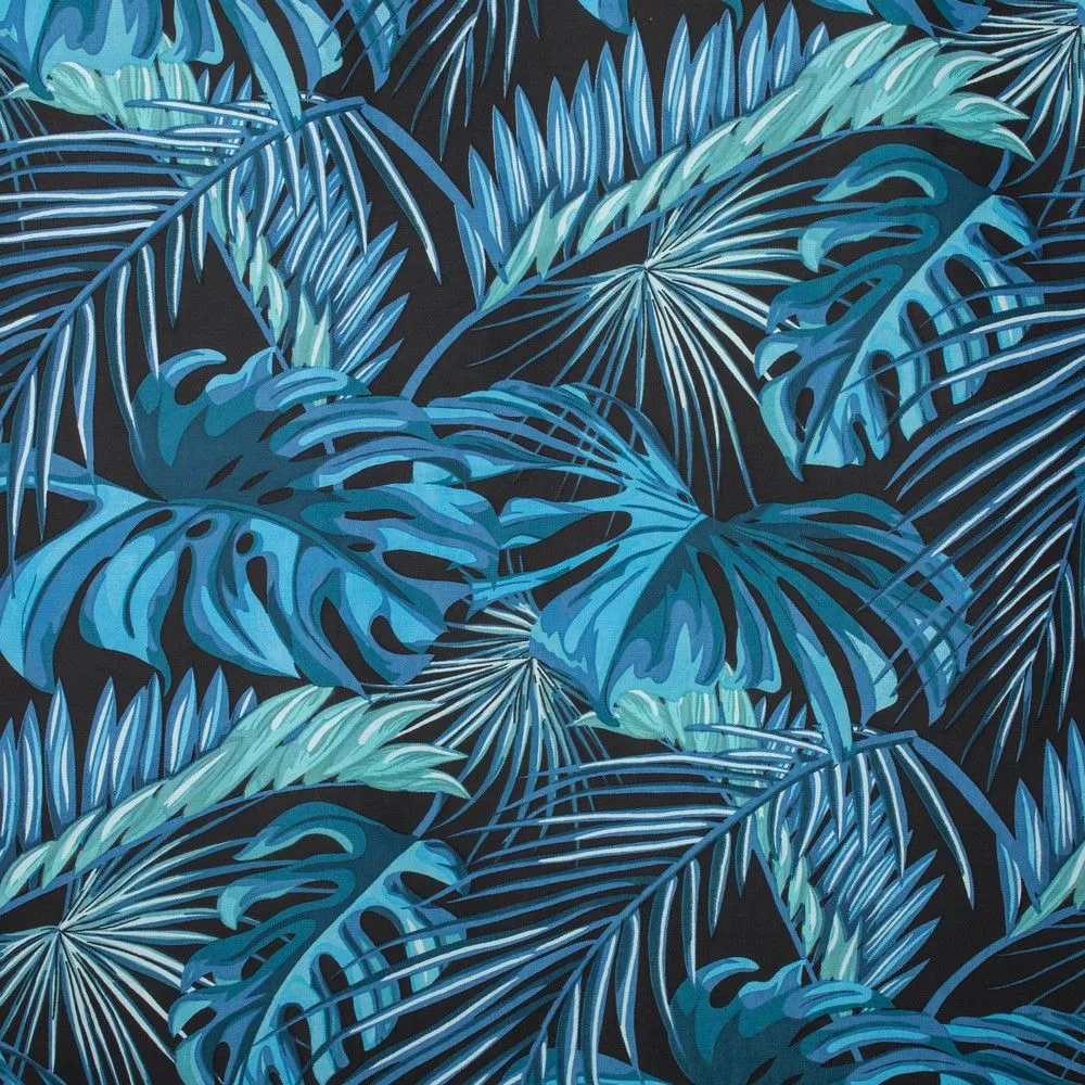 Pościel satynowa 160x200 Liście palmy monstery egzotyczna niebieska turkusowa czarna miętowa Liz Eurofirany