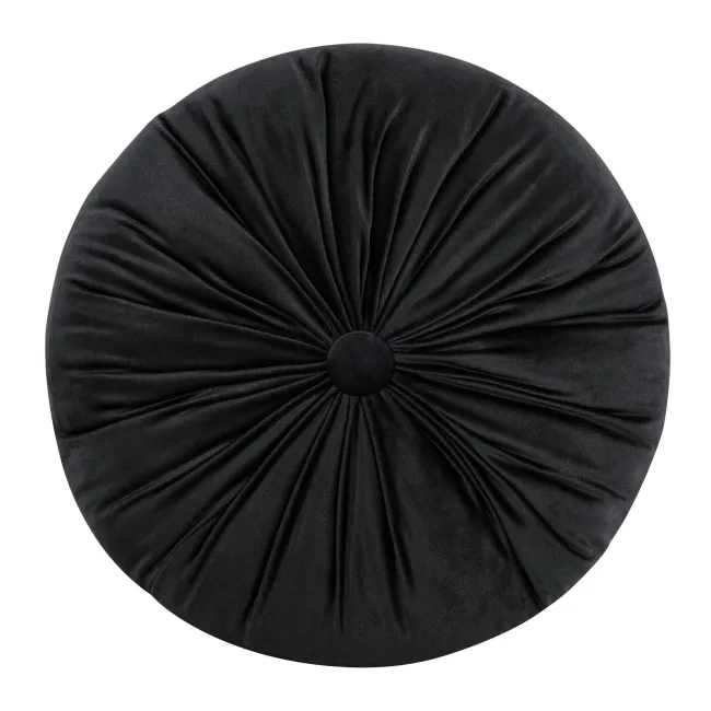 Poduszka dekoracyjna 40 cm Velvet  czarna welurowa okrągła Eurofirany