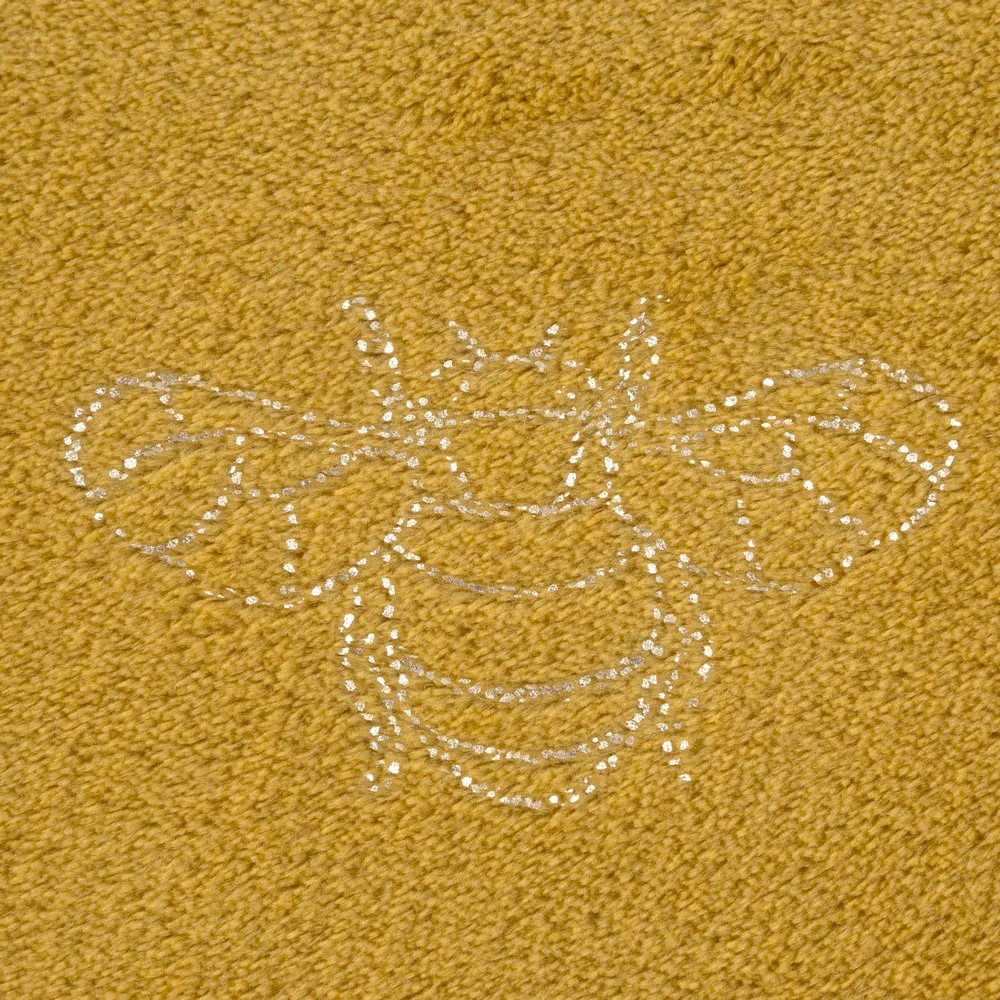 Koc narzuta z mikrofibry 150x200 Stela miodowy z błyszczącym nadrukiem pszczoły Eurofirany