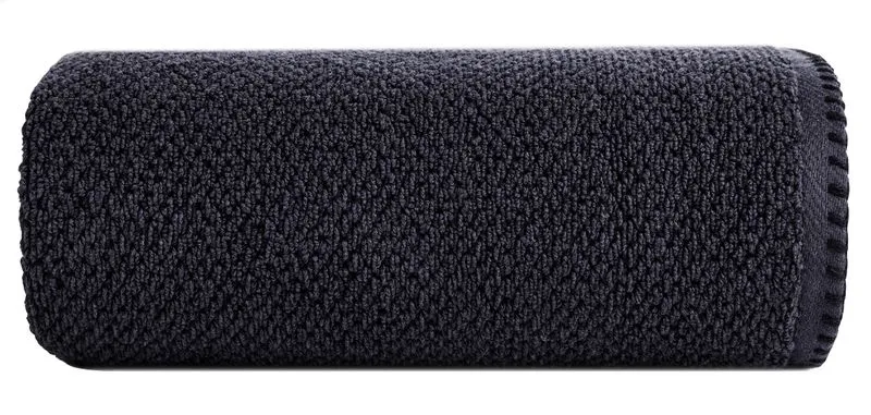 Ręcznik 70x140 Mabel czarny kontrastującym obszyciem krawędzi frotte 500 g/m2 Eurofirany