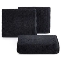 Ręcznik 70x140 Mabel czarny z kontrastującym obszyciem krawędzi frotte 500 g/m2 Eurofirany