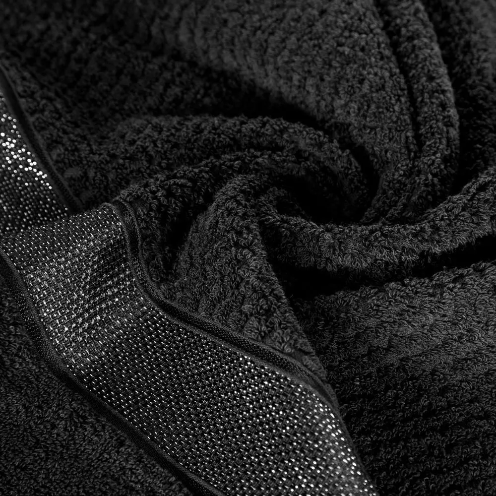 Ręcznik Milan 50x90 czarny frotte 500m/g2 bawełniany z bordiurą przetykaną błyszczącą nicią Eurofirany