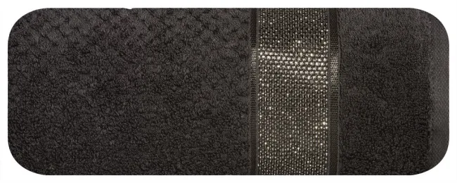Ręcznik Milan 50x90 czarny frotte 500m/g2 bawełniany z bordiurą przetykaną błyszczącą nicią Eurofirany