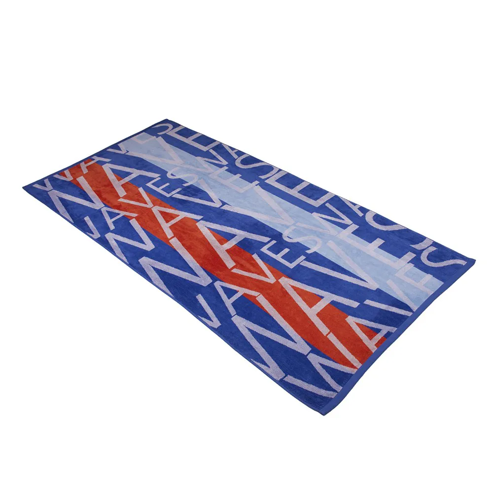Ręcznik plażowy 90x170 Waveafte niebieski pasy ZV-7797R welurowy 380g/m2 Clarysse