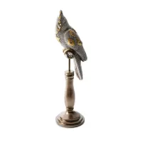 Figurka ceramiczna Kali 1 8x10x35 papuga srebrna złota Eurofirany