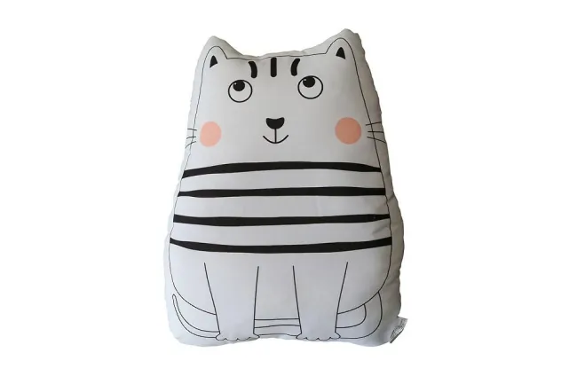 Poduszka przytulanka 40x40 D-109 Kotek kot biały w paski kształtka koteczek cat dekoracyjna