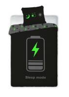 Pościel świecąca w ciemności 140x200 023 Sleep Mode bateria czarna zielona 1336 młodzieżowa bawełniana