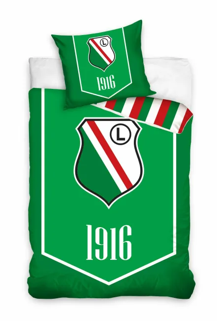 Pościel bawełniana 160x200 Legia Warszawa herb 1916 piłkarska zielona 8652