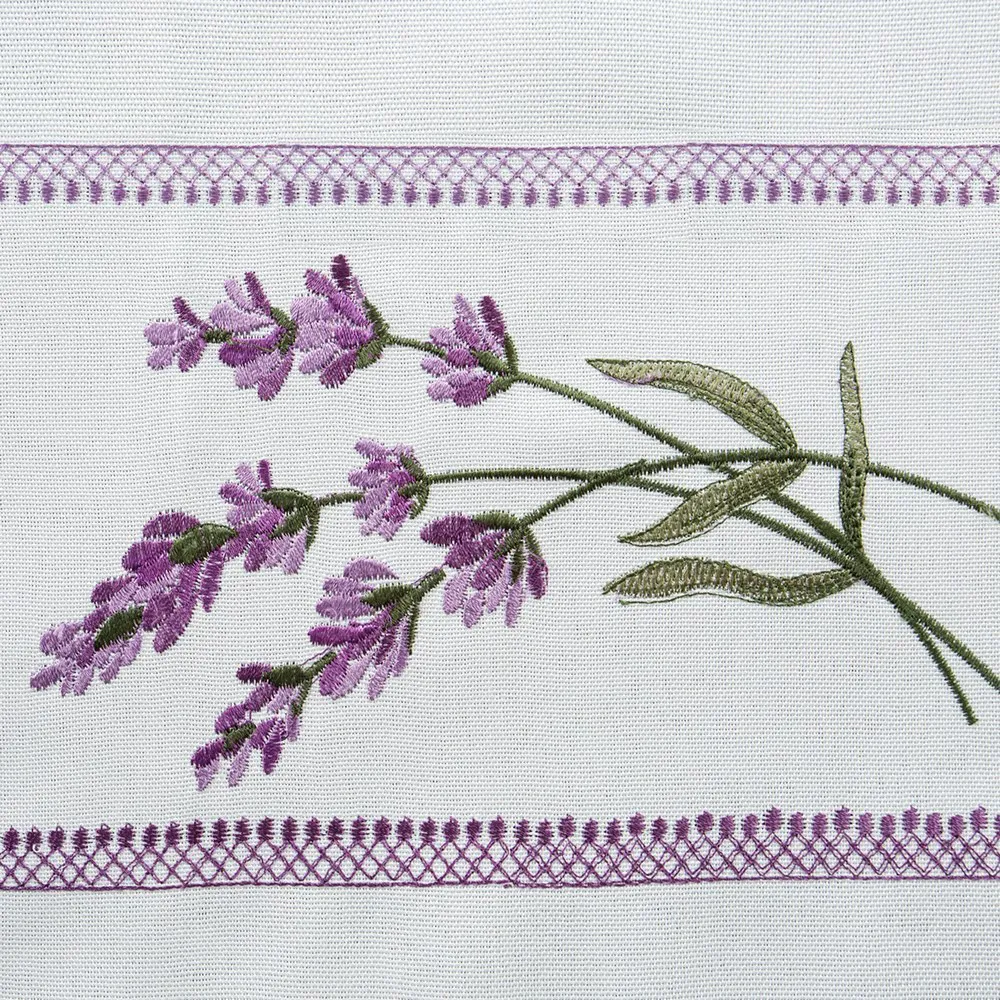 Obrus dekoracyjny 40x140 Rebeca biały fioletowy haftowany lawenda Eurofirany