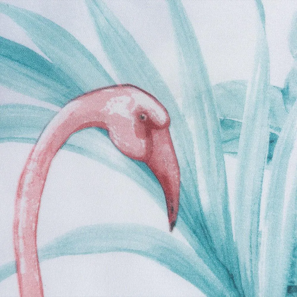 Zasłona 140x250 Verda biała zielona Flamingi liście palmy gotowa na przelotkach Eurofirany