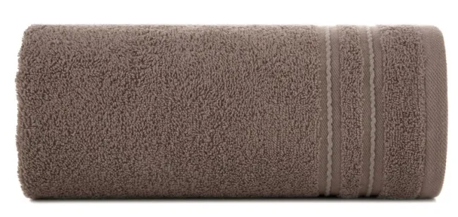 Ręcznik Emina 50x90 brązowy zdobiony  stebnowaną bordiurą 500 g/m2 Eurofirany