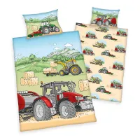 Pościel bawełniana 100x135 Traktor pole zboże siano zbiory poszewka 40x60 dziecięca do łóżeczka H23