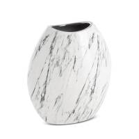 Wazon ceramiczny Sana 19x9x20 biały srebrny z marmurkowym wzorem Eurofirany