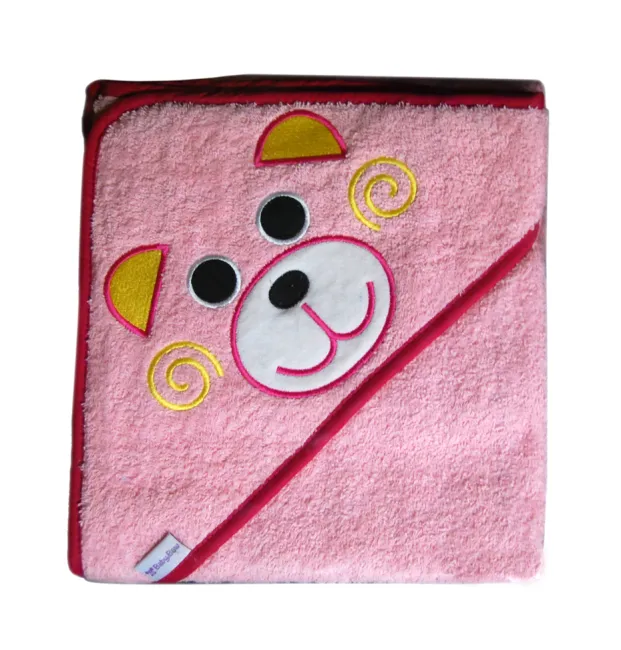 Okrycie kąpielowe 100x100 Kot kotek różowe ręcznik z kapturkiem 8849