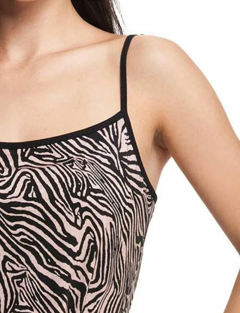 Koszula damska 102 XL zebra beżowa czarna krótka na ramiączka